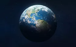 Illustration Blick auf die Erde aus dem Weltall