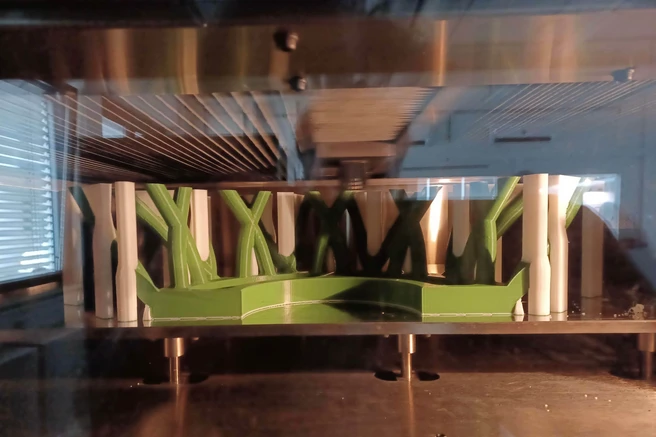 Ein Element des Weihnachtsbaums wird im Detail gezeigt.