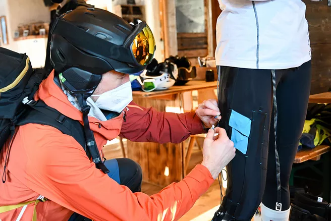 Sensors on ski underwear
