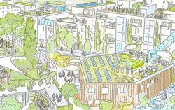 Skizze Münchens zum Thema "Grüne Stadt der Zukunft"  