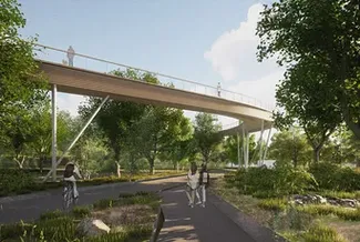 Brücke in einem Park.